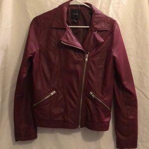 Burgundy faux leather jacket